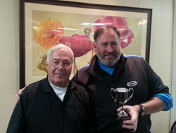 Mike Gilpin (left) presenting Dave Pendergast with the first-place trophy for the 2013 Brady Cup challenge Mike Gilpin (left) presenting Dave Pendergast with the first-place trophy for the 2013 Brady Cup challenge
