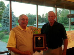 Bob Brady (left) receiving Recognition Award for his 16 years of Dedicated Service and Leadership to the MSGA