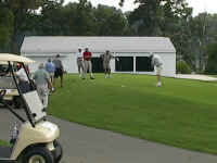 Warming up on the putting green